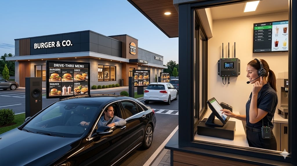 drive thru headset and communication